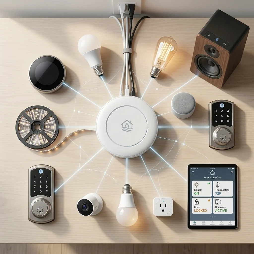 Smart hub interface connecting multiple home devices and automations