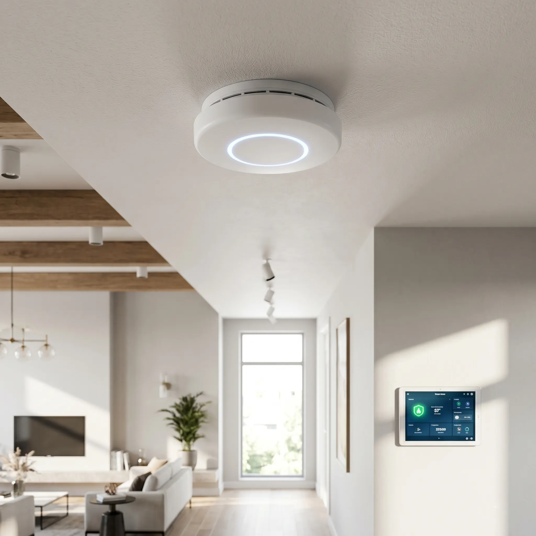 Smart smoke detector shown with connected home safety monitoring